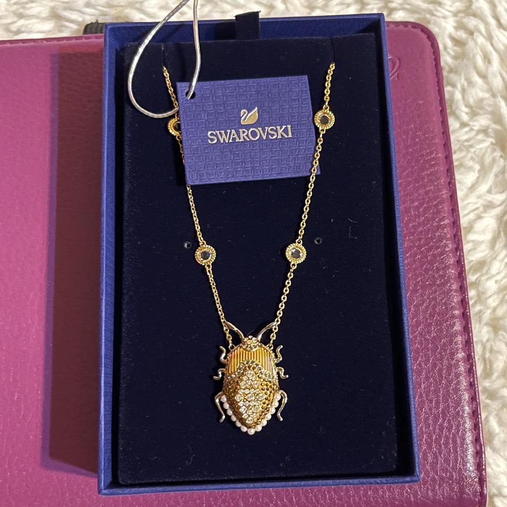 Swarovski Magnetic Scarab Beetle Necklace Multi-colored 5423173 NWT